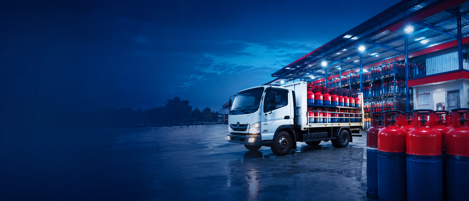 Home VB Tanks LPG delivery truck and Petron Gasul cylinders